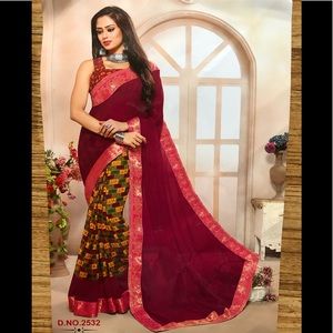 Designer half & half georgette saree with border